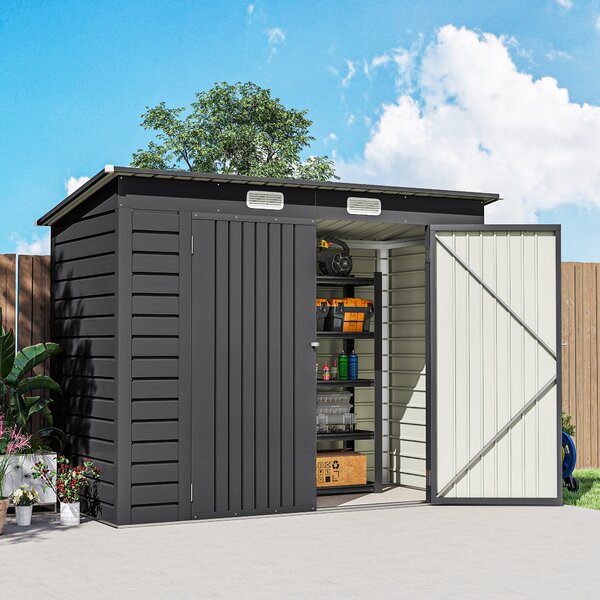 Outsunny Sopron de Gradina de 8 x 4FT Galvanizat Sopron din Metal