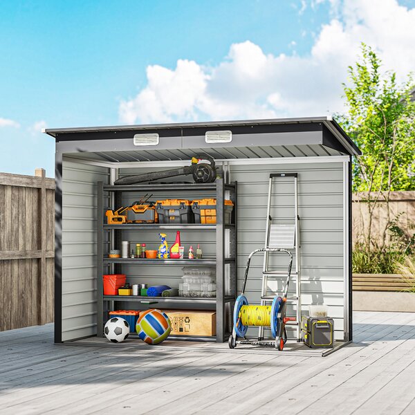 Outsunny Sopron de Gradina de 8 x 4FT Galvanizat Sopron din Metal
