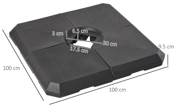 Outsunny Bază de Umbrelă cu Brat Modulară, Se Umple cu Apă/Nisip, pentru Umbrele cu Bază în Formă de Cruce, Negru, 100x100cm | Aosom Romania