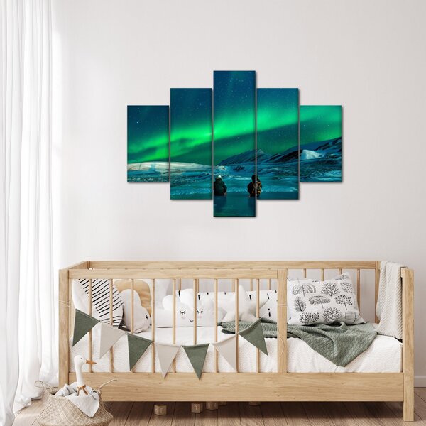 Tablou cu oameni la Aurora borealis (150x105 cm)