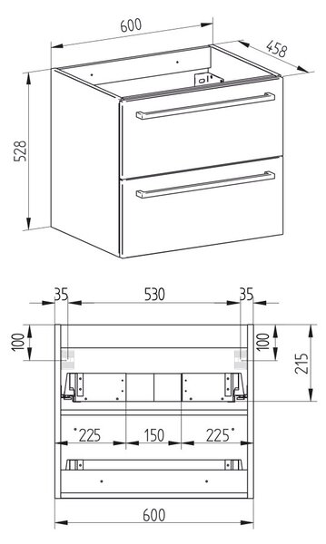 Mereo, Mereo Bino, dulap baie 60 cm, stejar Arlington, MER-CN620SN