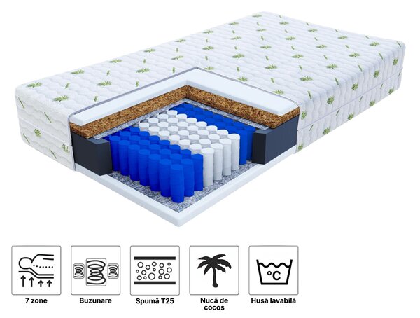 Saltea cu arcuri Hunt 80x200 cu cocos