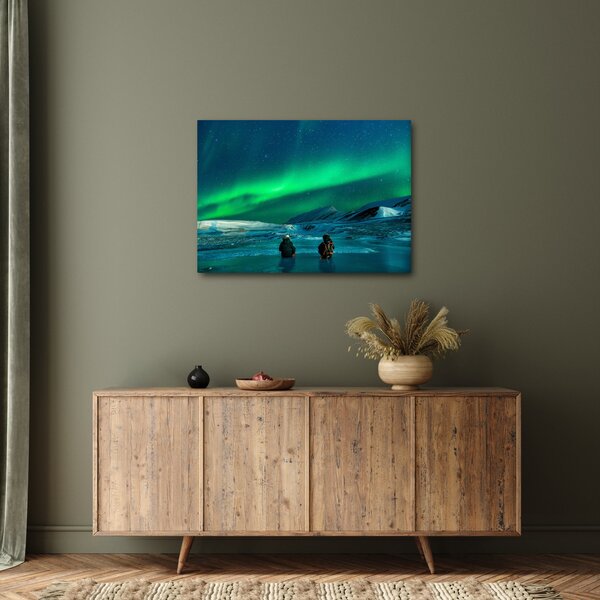 Tablou cu oameni la Aurora borealis (70x50 cm)
