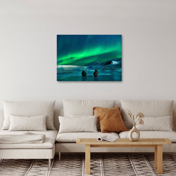 Tablou cu oameni la Aurora borealis (70x50 cm)