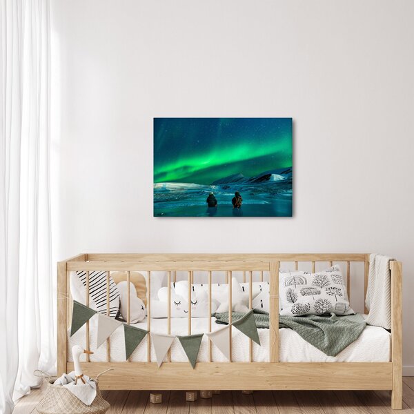 Tablou cu oameni la Aurora borealis (70x50 cm)