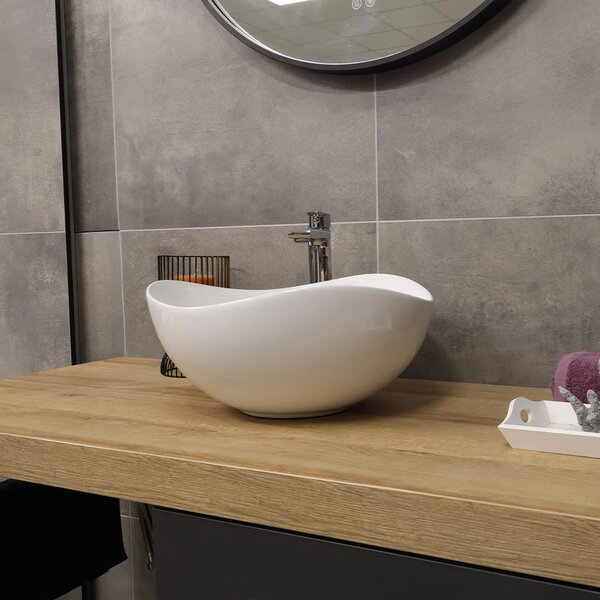 Mereo, Lavoar de blat Mereo fără preaplin, Lorane, 390x380x180 mm, înălțime variabilă, ceramică, MER-UC393818