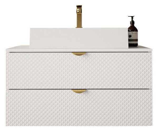 Cabinet atârnat pentru baie Matrix, Alb, PAL laminat, MDF, 42x80x46cm