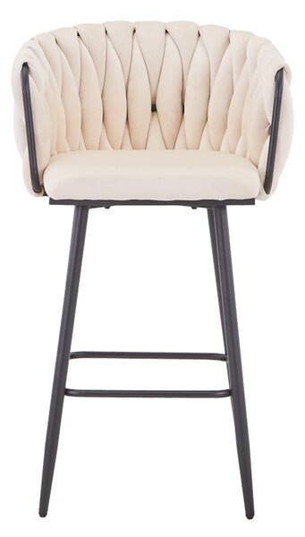 Scaun bar Vivian catifea bej picior metal negru 57x50x100 cm