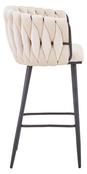 Scaun bar Vivian catifea bej picior metal negru 57x50x100 cm