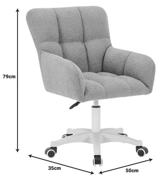 Fotoliu rotativ Givole, Pako World, Textil, Alb, 55x50x76-86 cm