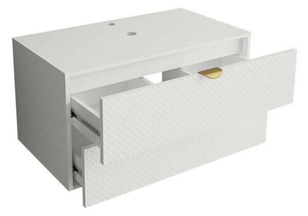 Cabinet atârnat pentru baie Matrix, Alb, MDF, PAL laminat, 42x80x46cm, 36 kg