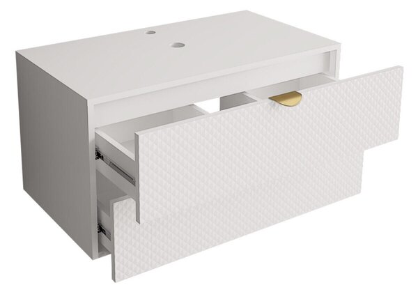 Cabinet atârnat pentru baie Matrix, Alb, PAL laminat, MDF, 42x80x46cm