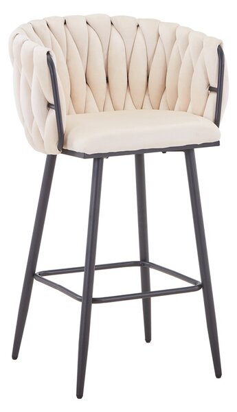 Scaun bar Vivian catifea bej picior metal negru 57x50x100 cm