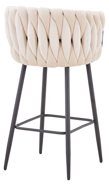 Scaun bar Vivian catifea bej picior metal negru 57x50x100 cm