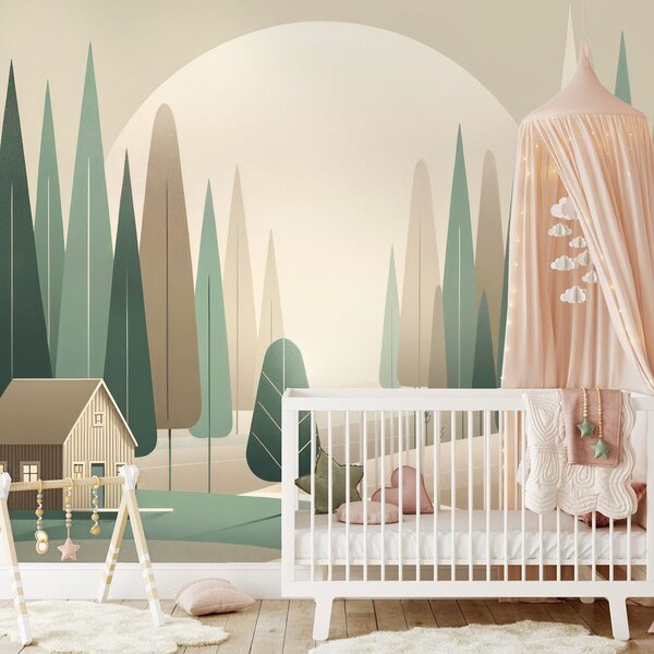 Tapet peisaj forestier minimalist