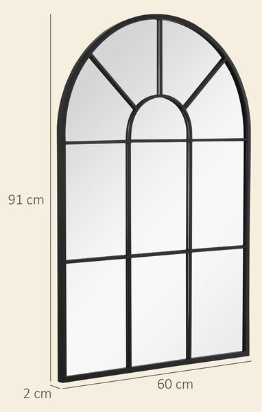 HOMCOM Oglindă Arcuită Modernă pentru Perete, 91x60 cm, Design Fereastră, Ideală pentru Living | Aosom Romania