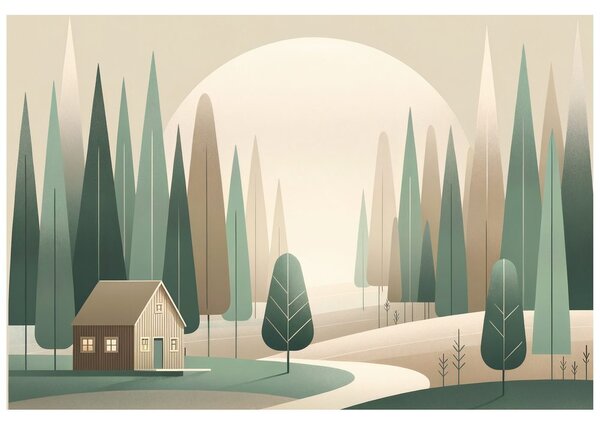 Tapet peisaj forestier minimalist
