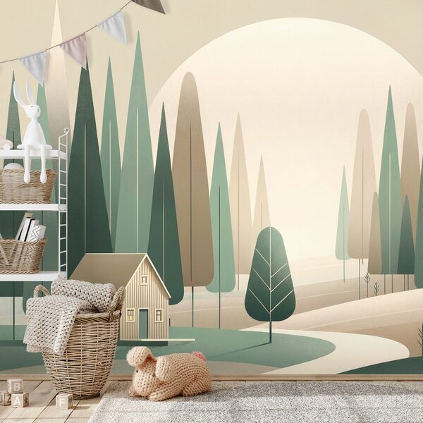 Tapet peisaj forestier minimalist