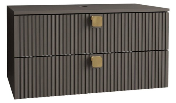 Cabinet atârnat pentru baie Panium, Gri, PAL laminat, MDF, 42x80x46cm, 24 kg