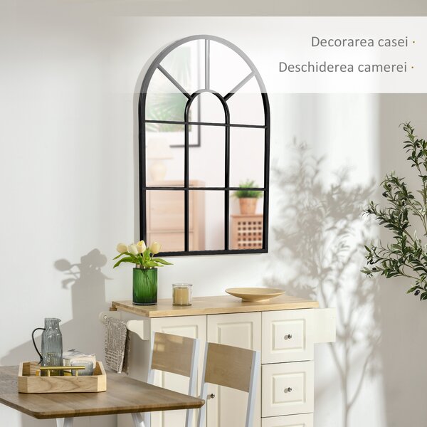 HOMCOM Oglindă Arcuită Modernă pentru Perete, 91x60 cm, Design Fereastră, Ideală pentru Living | Aosom Romania