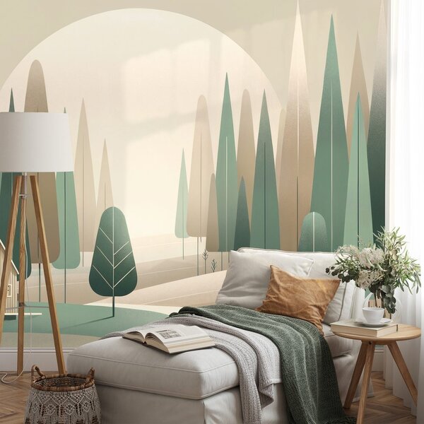 Tapet peisaj forestier minimalist