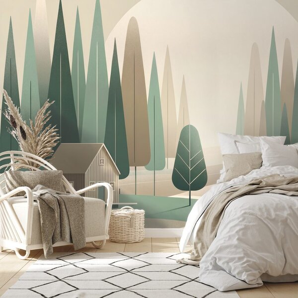 Tapet peisaj forestier minimalist