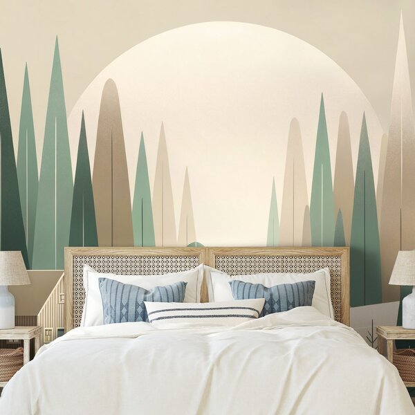 Tapet peisaj forestier minimalist