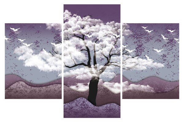 Tablou - Copac în nori (90x60 cm)