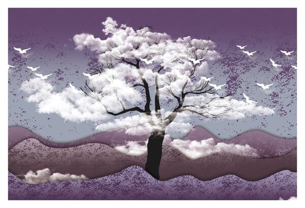 Tablou - Copac în nori (90x60 cm)