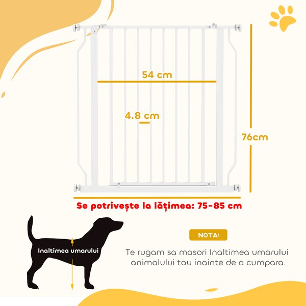 PawHut Cancel de Siguranță Larg pentru Câini, cu Ușă sub Presiune, pentru Uși, Holuri, Scări - Alb | Aosom Romania