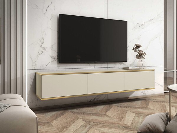 Comodă TV Princal, Auriu, Crem, PAL laminat, 30x175x32cm, 23 kg