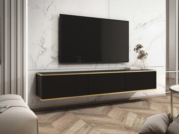 Comodă TV Princal, Auriu, Negru, PAL laminat, 30x175x32cm, 23 kg