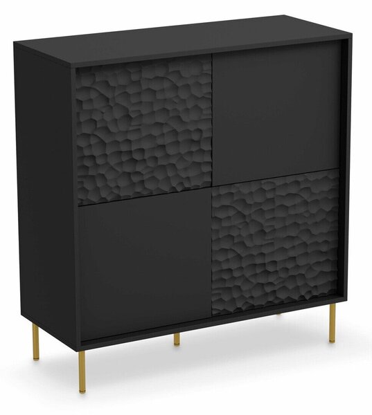 Bufet Ciretre 102, Auriu, Negru, MDF, PAL laminat, 105x100x41cm, 46 kg