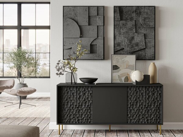 Bufet Ciretre 101, Auriu, Negru, MDF, PAL laminat, 73x155x41cm, 43 kg