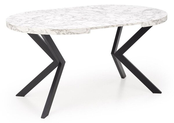 Masă Houston 1495, Marmură albă, Negru, 76cm, 79 kg