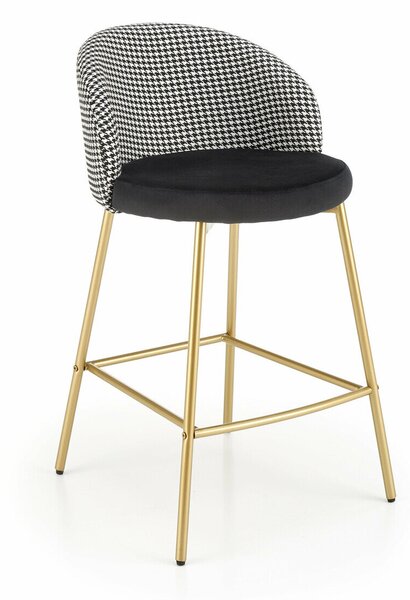 Scaun bar Houston 1462, Negru, Alb, Auriu, 85x47x55cm, 6.8 kg