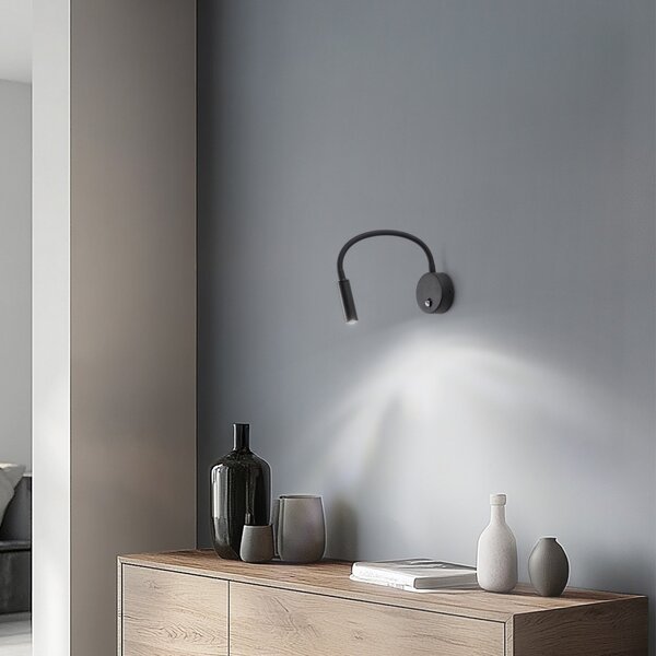 TK Lighting Aplică de perete Lagos, 45 cm, negru, lampă citit, reglabilă, G9, Negru, dormitor, Metal, Modern, Soclu de perete jos