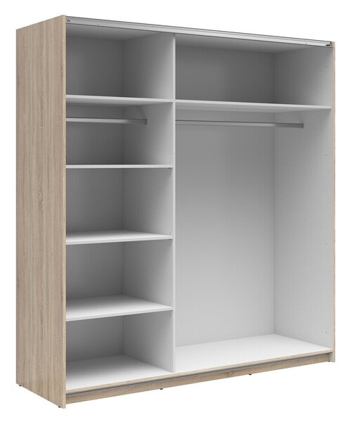 Dulap Livevaro 111, Stejar Sonoma, 196x183x60cm, 156.3 kg, Uși dulap: Glisante, Numărul de rafturi: 5, Numărul de rafturi: 5