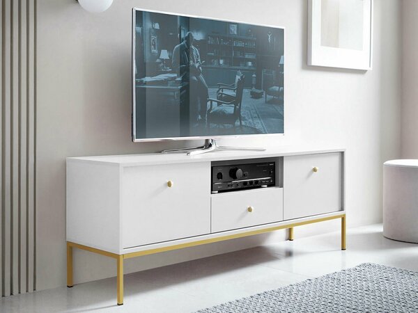 Comodă TV Formis, Auriu, Alb, PAL laminat, 56x154x39cm, 31 kg