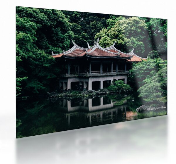 Tablou pe sticlă cu grădina japoneză națională (70x50 cm)