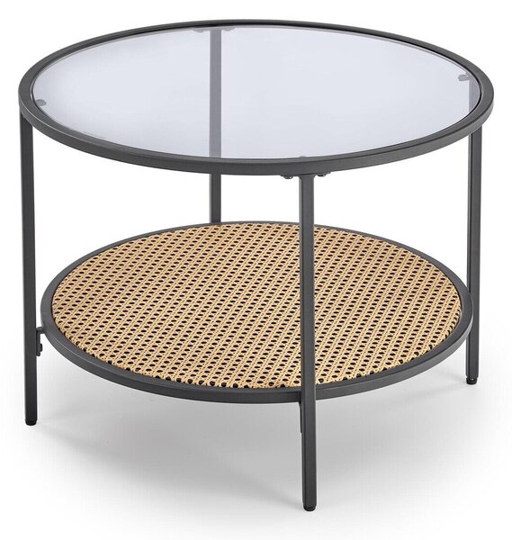 Măsuță de cafea Houston 1575, Maro deschis, Negru, Lozie din plastic, Metal, 45cm, 11.6 kg