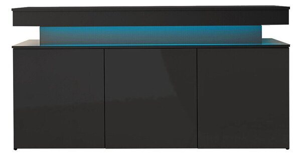 Bufet Monfero, Negru, Negru lucios, MDF, PAL laminat, 83x160x39cm, 60 kg