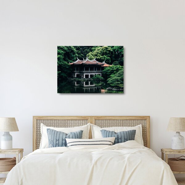 Tablou pe sticlă cu grădina japoneză națională (70x50 cm)
