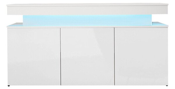 Bufet Monfero, Alb, Alb lucios, MDF, PAL laminat, 83x160x39cm, 60 kg