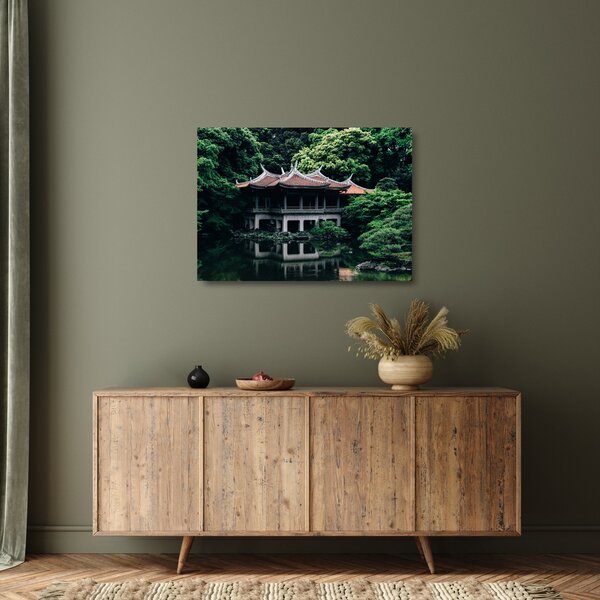 Tablou pe sticlă cu grădina japoneză națională (70x50 cm)