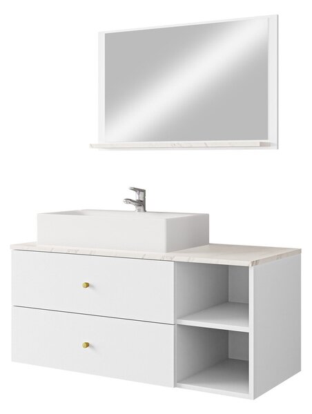 Set baie Salus I, Alb, Marmură albă, PAL laminat