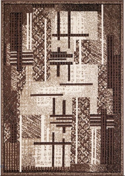 Covor Sufragerie Dormitor, Model Luna 1823 12, Maro Dreptunghi, Maro, 60x110