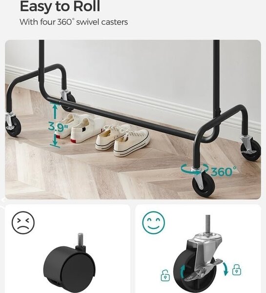 Cuier stander Negru Songmics 150x45x162.8 cm