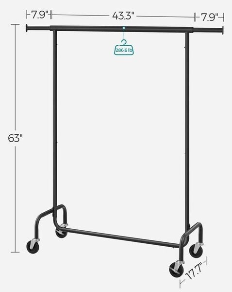 Cuier stander Negru Songmics 150x45x162.8 cm