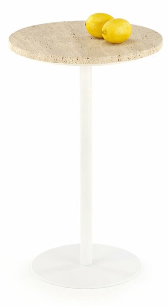 Măsuță laterală Houston 1627, Deschis Travertine, Alb, Metal, 56cm, 7.5 kg